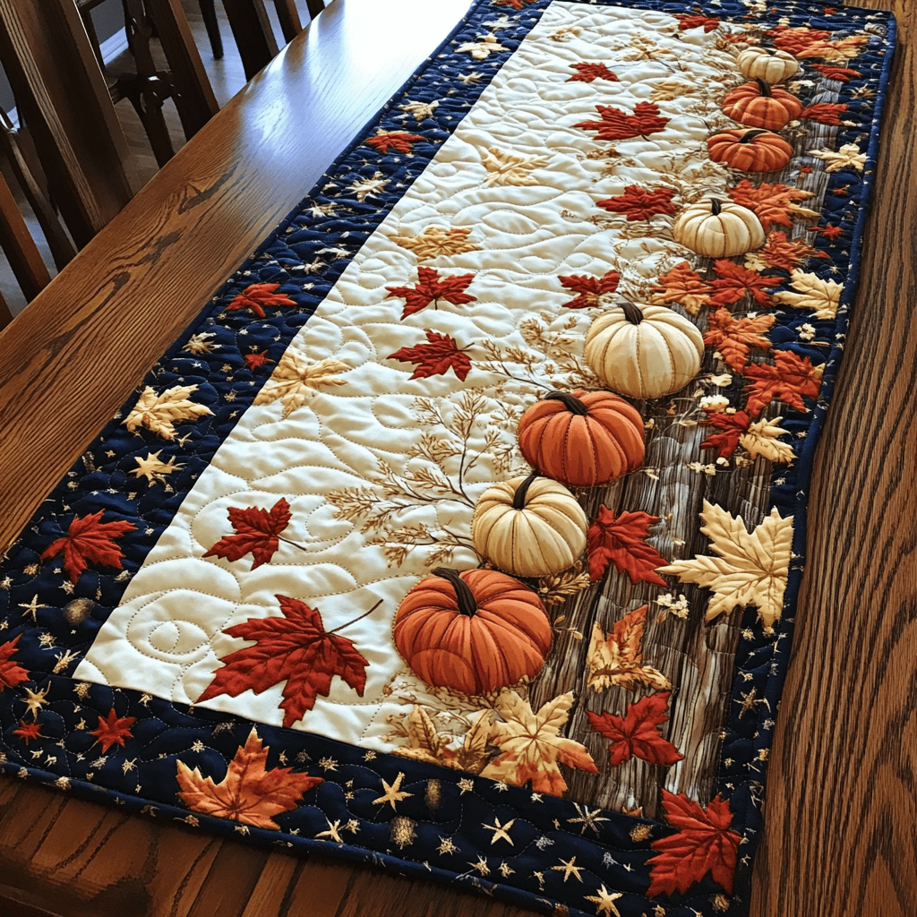 Pumpkin Quilted Table Runner NCU0VT228