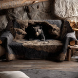Black Bear Hideout Quilted Sofa Cover