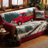 Christmas Forest Truck Quilted Sofa Cover