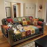 Colorful Paw Patchwork Quilted Sofa Cover
