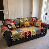 Colorful Paw Patchwork Quilted Sofa Cover