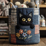 Denim Kitty Quilted Laundry Basket NCU0NNT1840