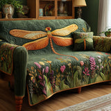Emerald Meadow Quilted Sofa Cover