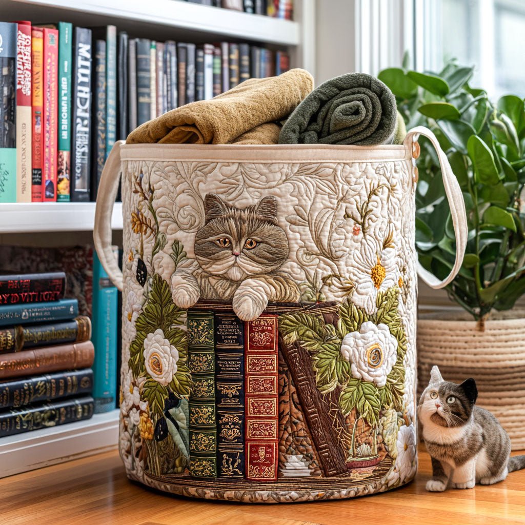 Cozy Cat Quilted Laundry Basket NCU0QN034
