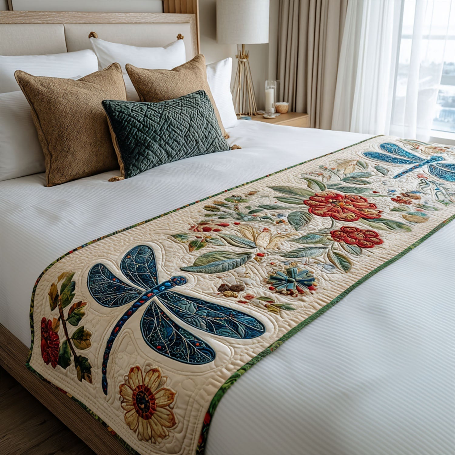 Dragonfly Quilted Bed Runner