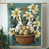 Golden Bloom Easter Scene Woven Sofa Blanket NCU0NT4735