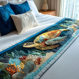 Green Sea Traveler Quilted Bed Runner