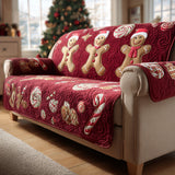 Holiday Gingerbread Man Quilted Sofa Cover