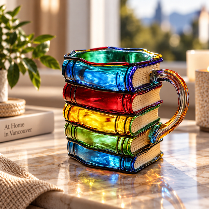 Artisan Colorful Book-Themed Mug