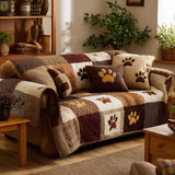 Lively Paw Pattern Quilted Sofa Cover