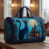 Midnight Cats Quilted Duffle Bag