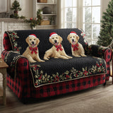 Midnight Golden Retriever Quilted Sofa Cover