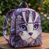 Purple Artisan Cat Quilted Backpack