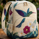 Hummingbird & Wildflowers Quilted Backpack