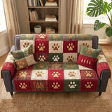 Paw Holiday Quilted Sofa Cover