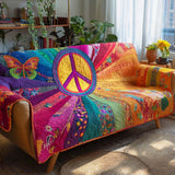 Rainbow Peace Garden Quilted Sofa Cover