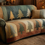 Rustic Winter Pines Quilted Sofa Cover