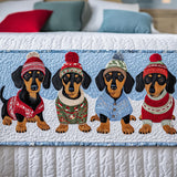 Santa Dachshund Quilted Bed Runner