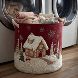Snowy House Quilted Laundry Basket NCU0HNH078