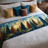 Starry Pines Glow Quilted Bed Runner