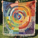 Vibrant Solar Bloom Woven Sofa Blanket