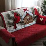 Winter Cardinal Haven Quilted Sofa Cover