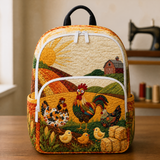 Farmhouse Chickens & Barn Quilted Backpack